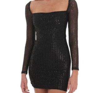 Sequin black mini dress with sleeves - Lucy in the Sky - NWOT